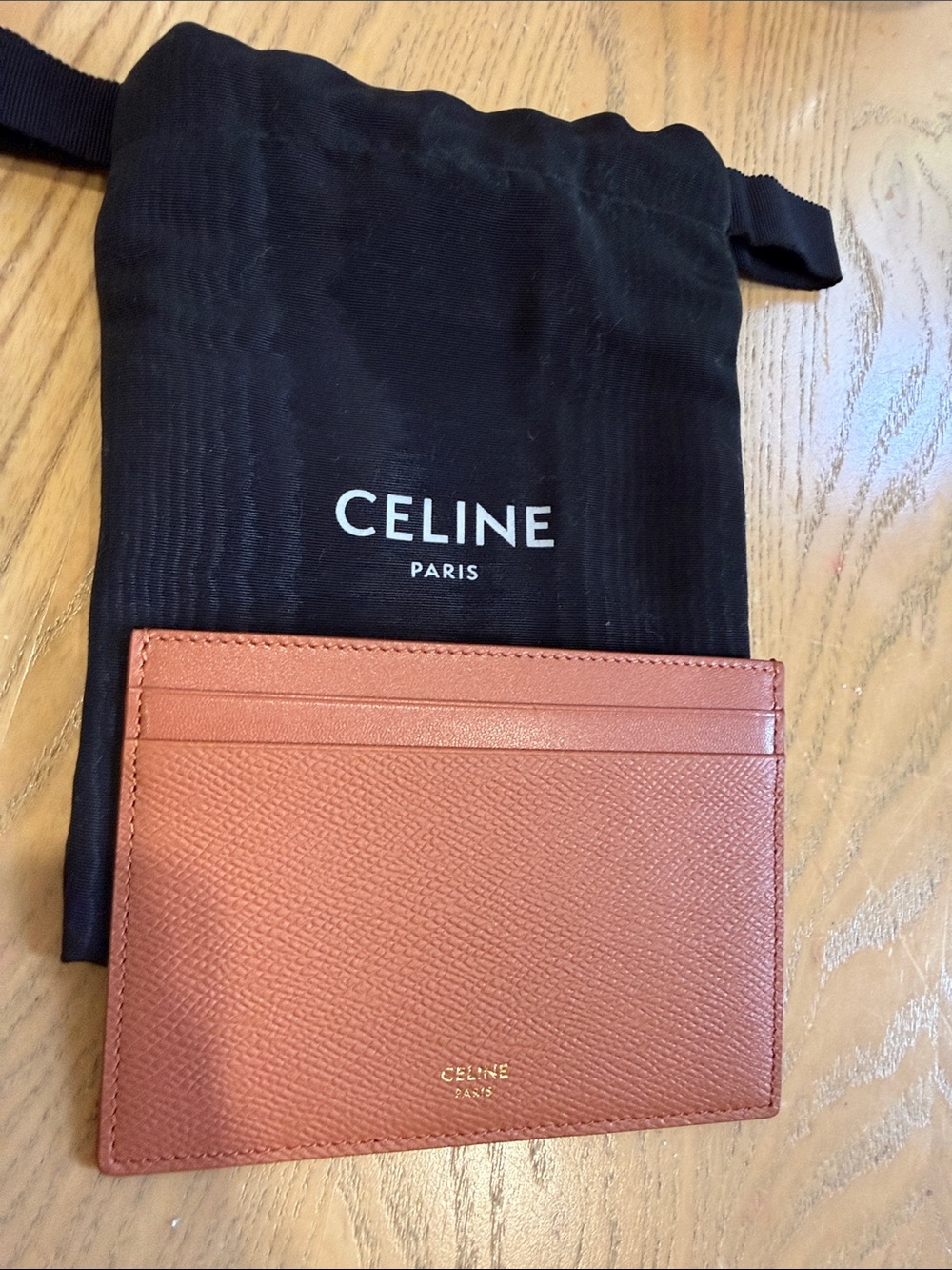 Celine Card Holder in Burnt Orange / Cognac with Gold Logo- brand new